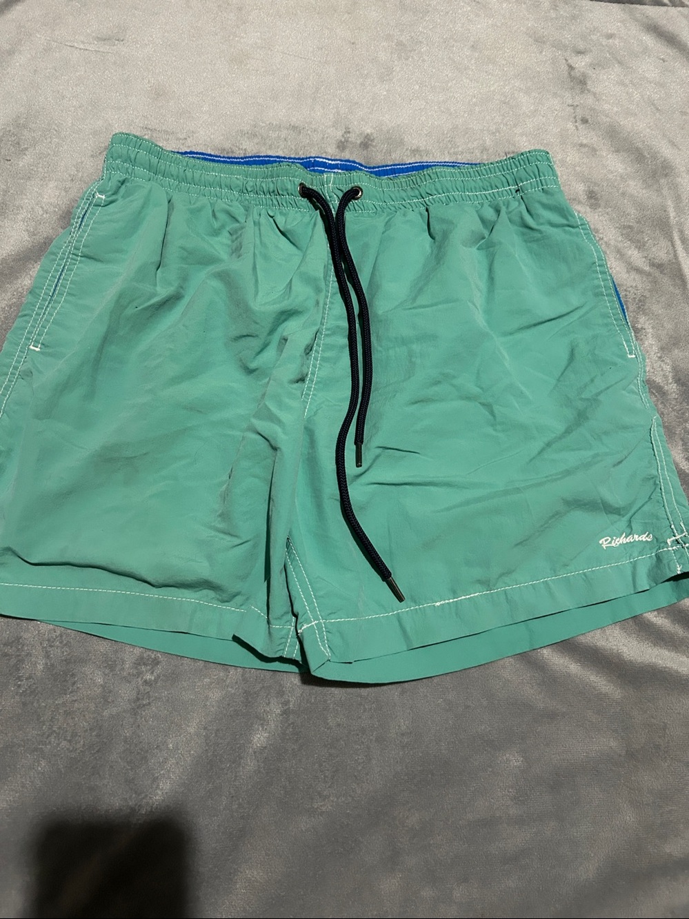 Richard Teal Green Men's Swim Trunks with Black Drawstring